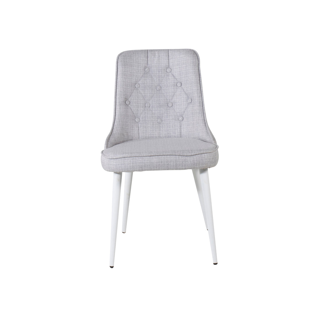 VENTURE DESIGN Velvet Deluxe spisebordsstol lysegrå polyester og hvid metal