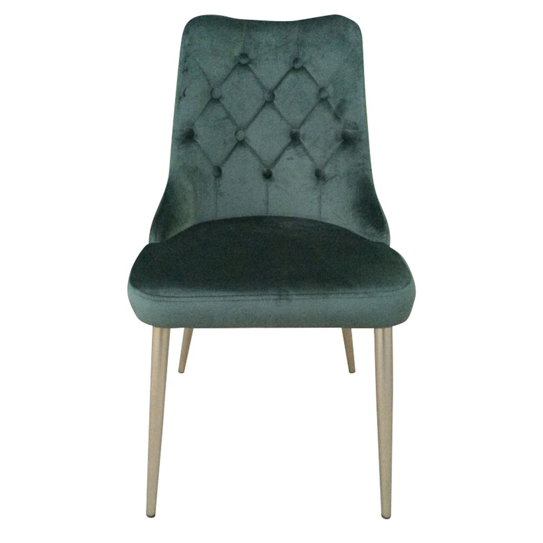 VENTURE DESIGN Velvet Deluxe spisebordsstol m. armlæn grøn velour og metal