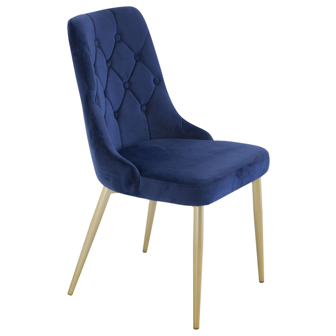 VENTURE DESIGN Velvet Deluxe spisebordsstol blå velour og metal