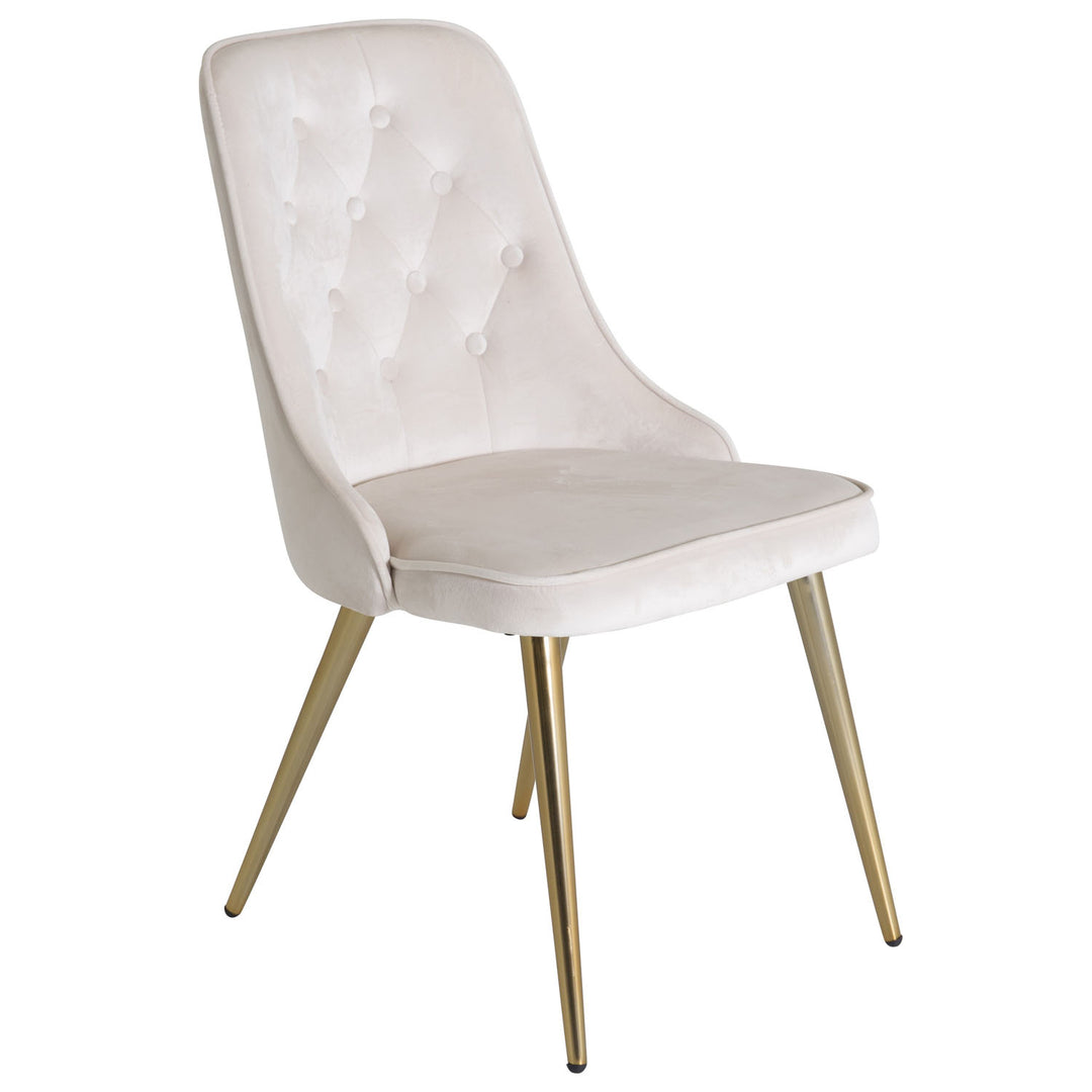 VENTURE DESIGN Velvet Deluxe spisebordsstol m. armlæn beige velour og messing metal