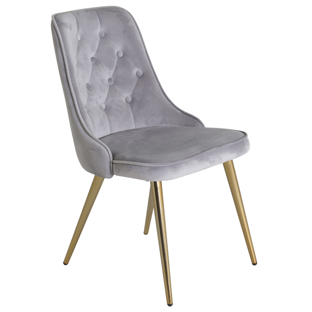 VENTURE DESIGN Velvet Deluxe spisebordsstol m. armlæn lysegrå velour og messing metal