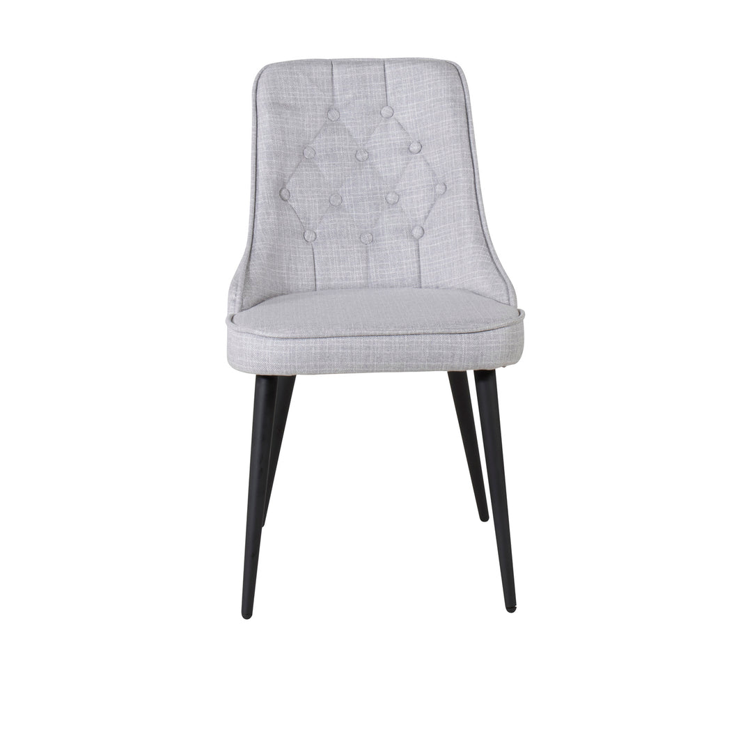 VENTURE DESIGN Velvet Deluxe spisebordsstol lysegrå polyester og sort metal