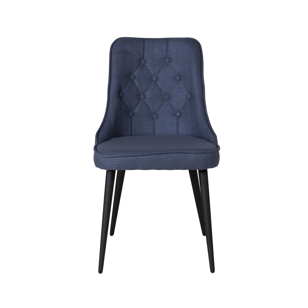 VENTURE DESIGN Velvet Deluxe spisebordsstol blå polyester og sort metal