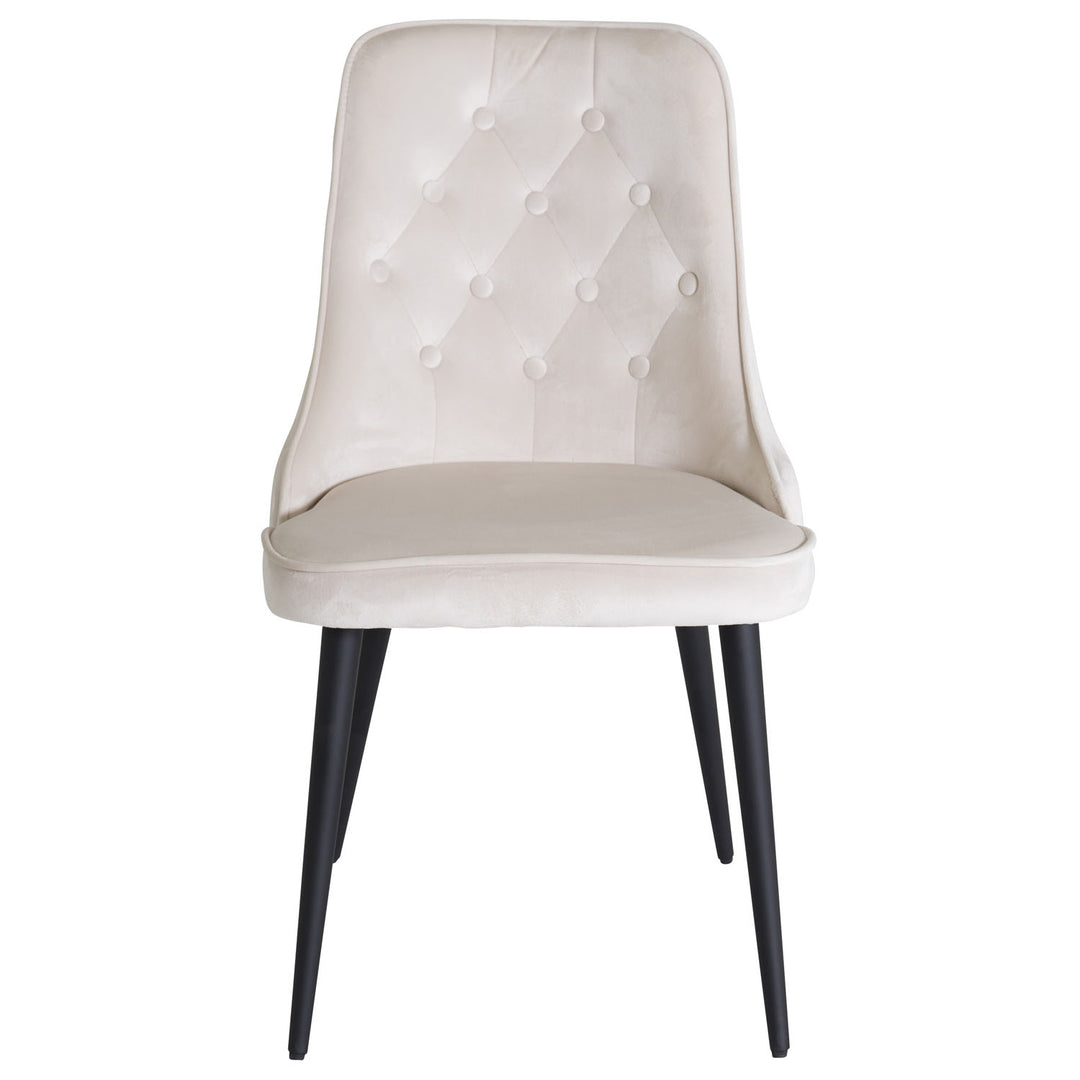 VENTURE DESIGN Velvet Deluxe spisebordsstol beige velour og sort metal