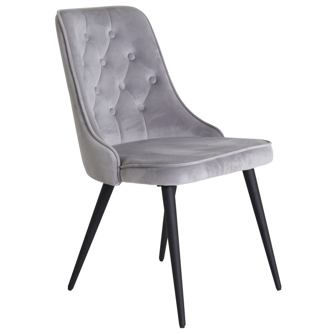VENTURE DESIGN Velvet Deluxe spisebordsstol m. armlæn lysegrå velour og sort metal