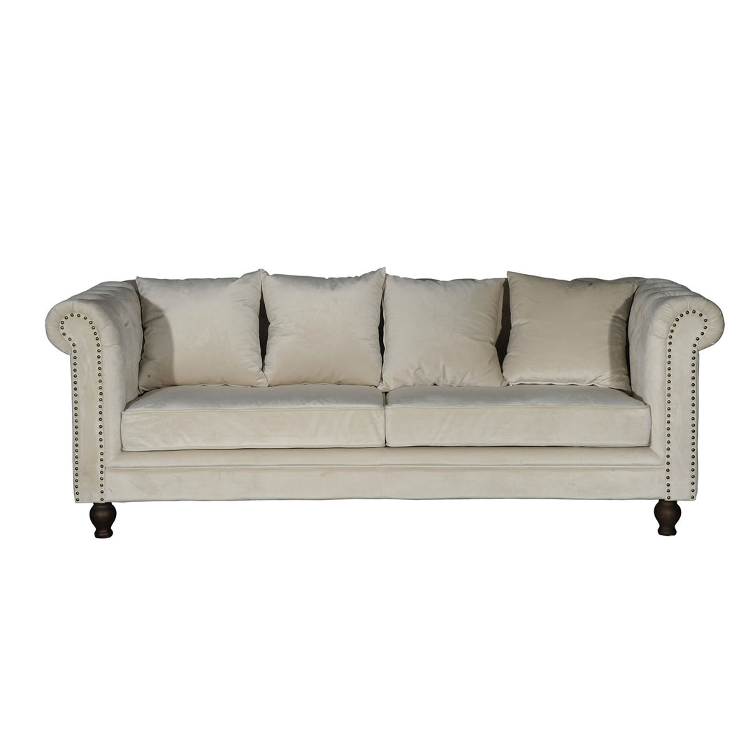 VENTURE DESIGN Velvet 3 pers. sofa beige velour og træ