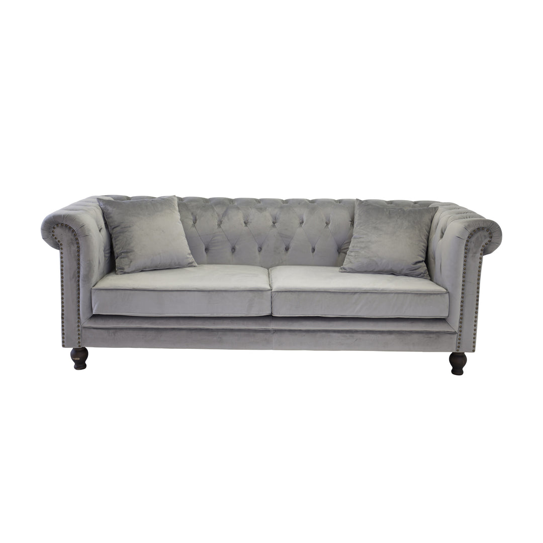 Produktbillede af VENTURE DESIGN Velvet 3 pers. sofa lysegrå velour og træ i premium kvalitet