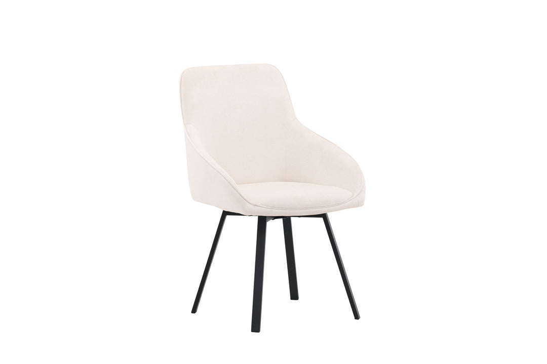 VENTURE DESIGN Rosie spisebordsstol m. armlæn beige stof og sort stål