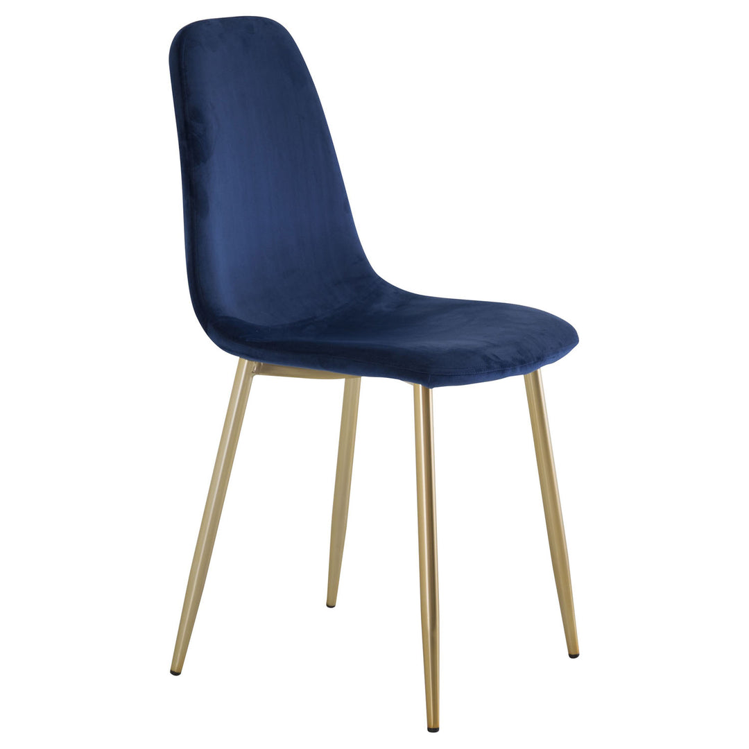 VENTURE DESIGN Polar spisebordsstol blå velour og messing metal