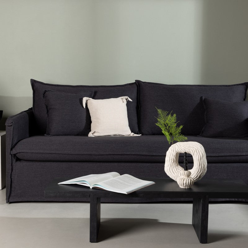 Produktbillede af Stella Sofa 3-personers med stof i sort hør polyester på tilbud i høj kvalitet
