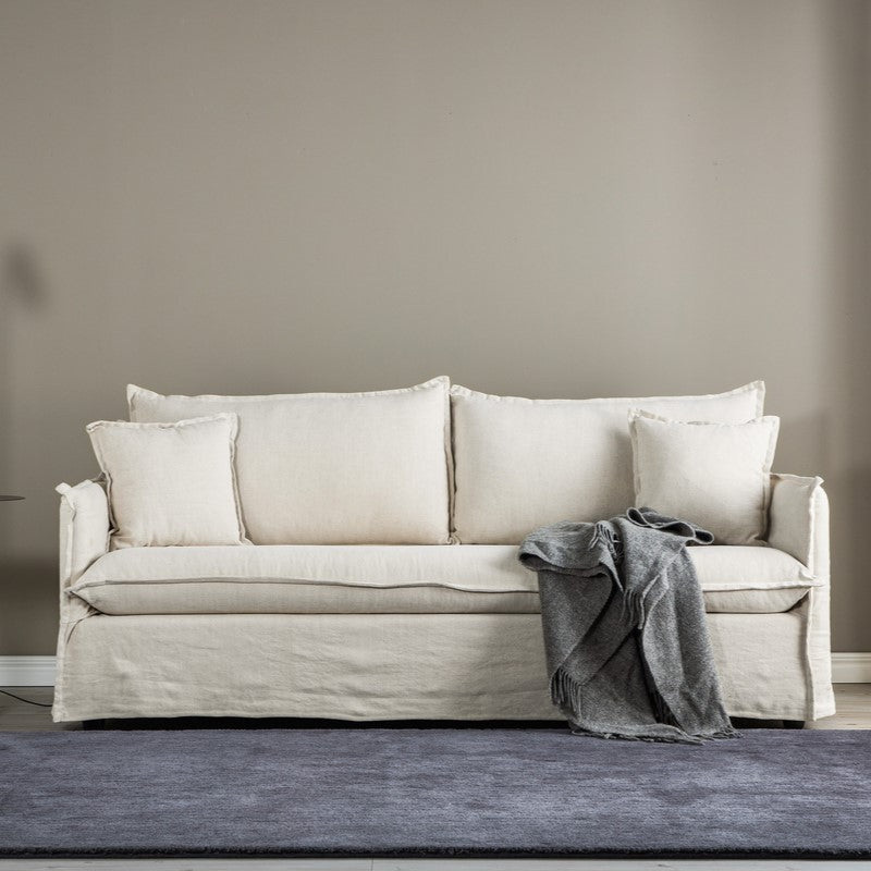 Produktbillede af Stella Sofa 3-personers med stof i beige bomuld på tilbud i høj kvalitet