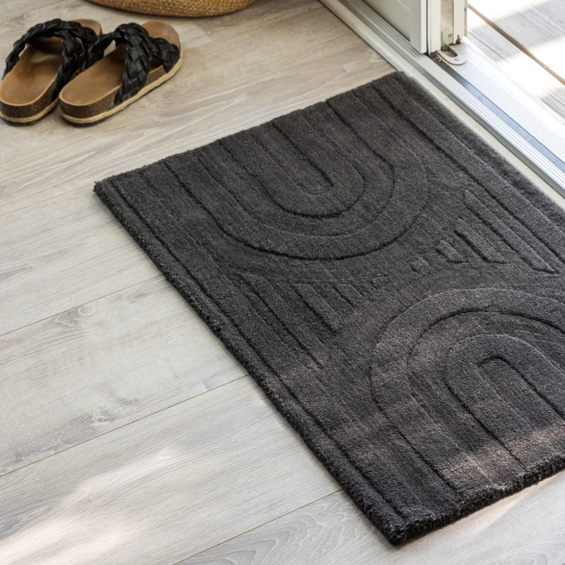 Produktbillede af Olav Dørmåtte i mærkegrå uld rektangulær 50 x 80 cm. på tilbud i høj kvalitet