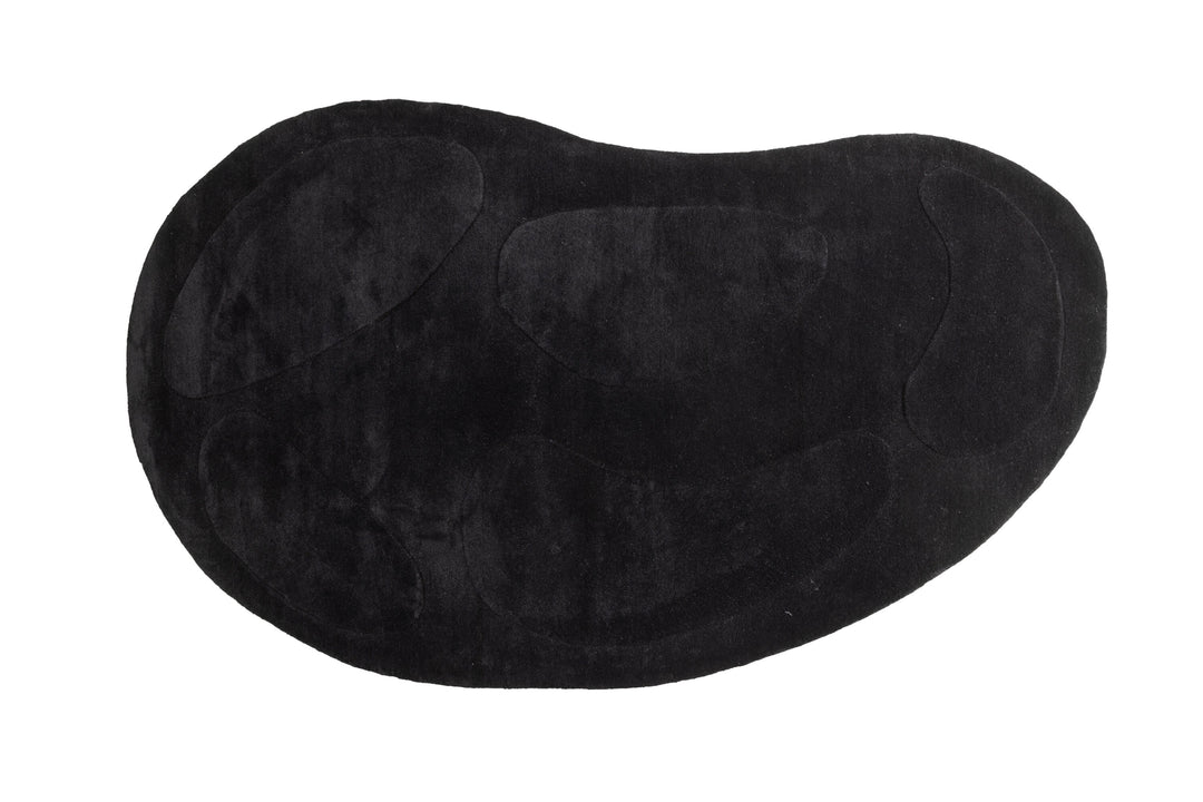 VENTURE DESIGN Enard gulvtæppe oval sort uld m. stofbagside 290x175