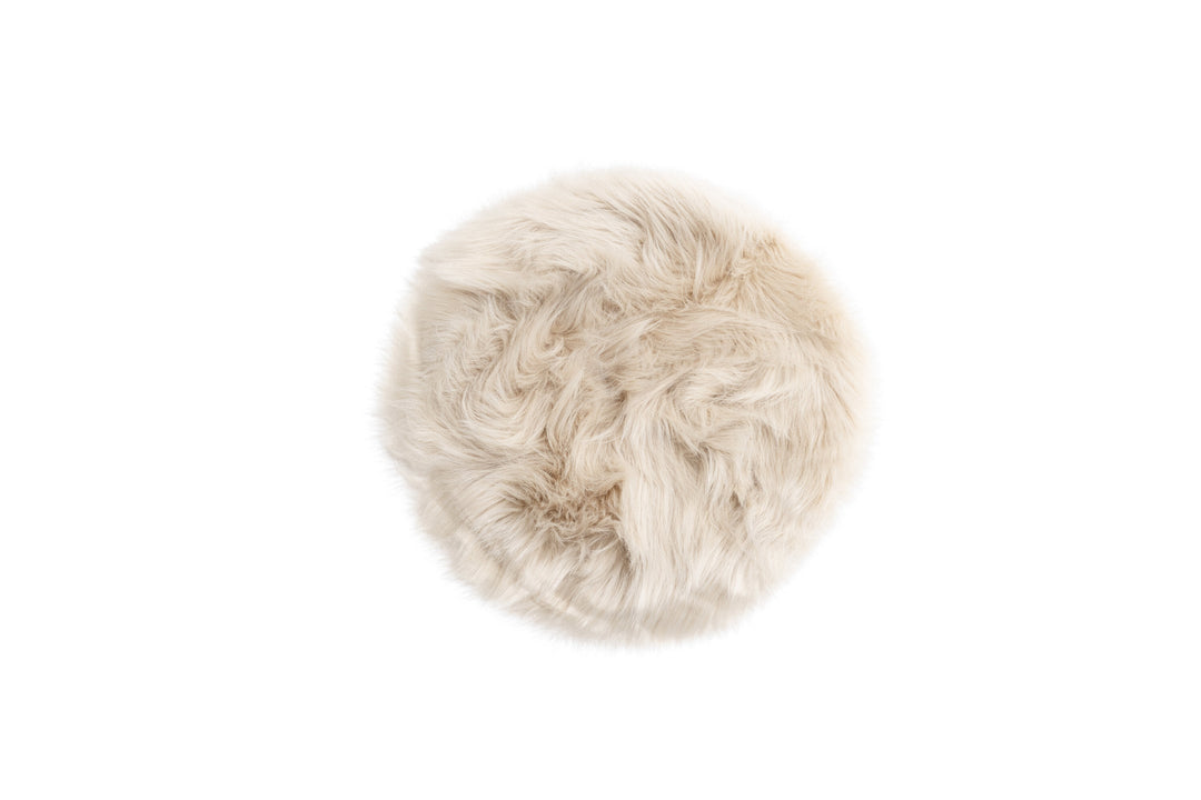 VENTURE DESIGN Katy sædeskind rund beige akryl falsk pels Ø34