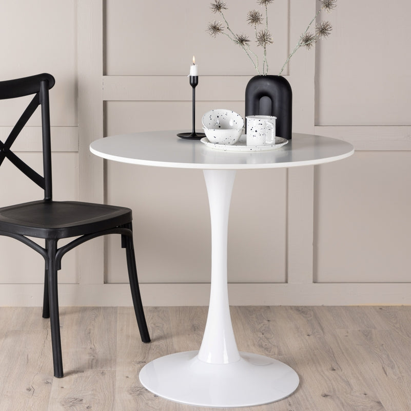 Produktbillede af Dizell Rundt spisebord i hvidmalet diameter 80 cm. på tilbud i høj kvalitet