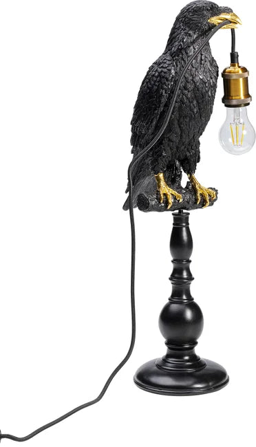 KARE DESIGN Animal Sitting Crow bordlampe sort polyresin og guld aluminium H:61cm