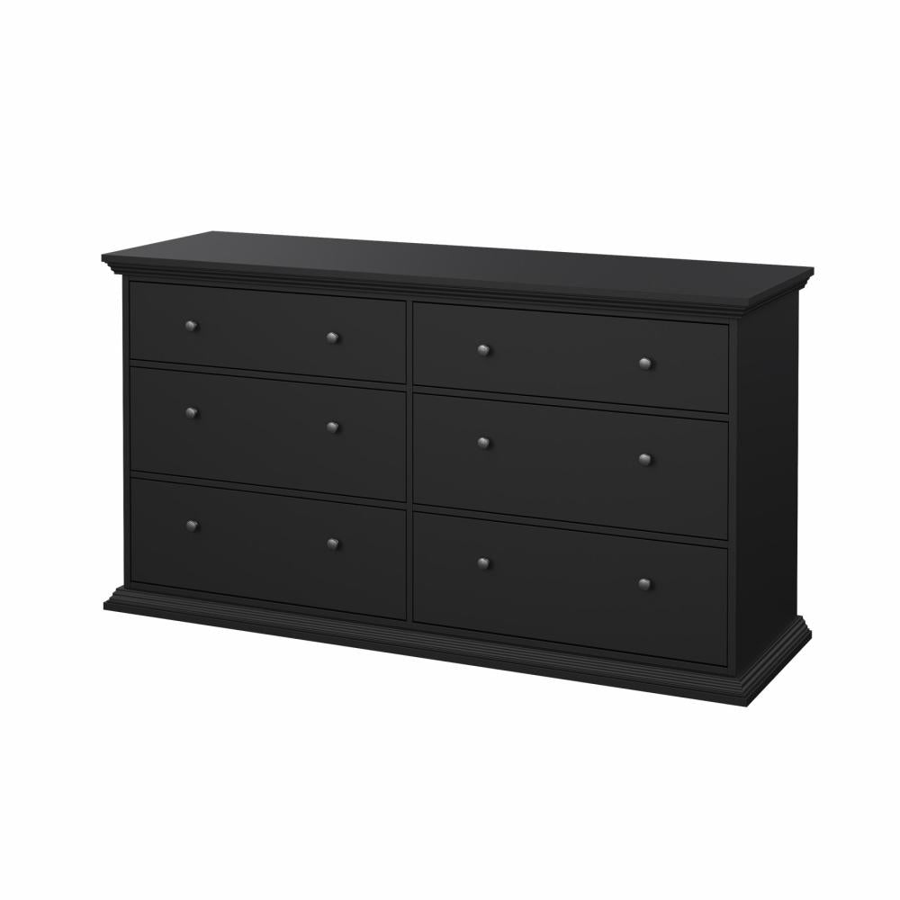 TVILUM North dobbeltkommode med 6 skuffer mat sort 163,3 x 51,6 x 88,2 cm