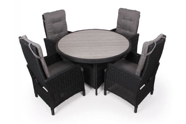 Siesta Sort Havemøbelsæt m/4 pos stole - Ø 130 cm ❤ Stort online udvalg i Gozomo.dk ❤ Billig fragt og hurtig levering 2 - 5 hverdage ❤ Varenummer: HML-DK1463 / Ean: '5709386475659 på lager - Udsalg på HAVEMØBELSÆT > Vedligeholdelsesfrie havemøbelsæt Spar op til 62% - Over 324 kendte brands på udsalg