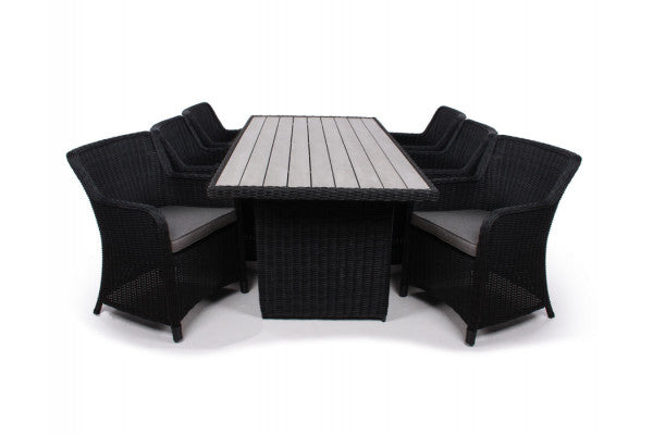 Siesta Sort Havemøbelsæt m/6 spisestole - 94x210 cm ❤ Stort online udvalg i Gozomo.dk ❤ Billig fragt og hurtig levering 2 - 5 hverdage ❤ Varenummer: HML-DK1470 / Ean: '5709386475741 på lager - Udsalg på HAVEMØBELSÆT > Vedligeholdelsesfrie havemøbelsæt Spar op til 57% - Over 324 kendte brands på udsalg