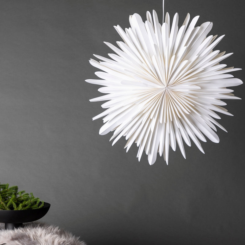 Produktbillede af Topaz Stjerneformet loftlampe i hvidt papir fem størrelser 80 cm. på tilbud i høj kvalitet