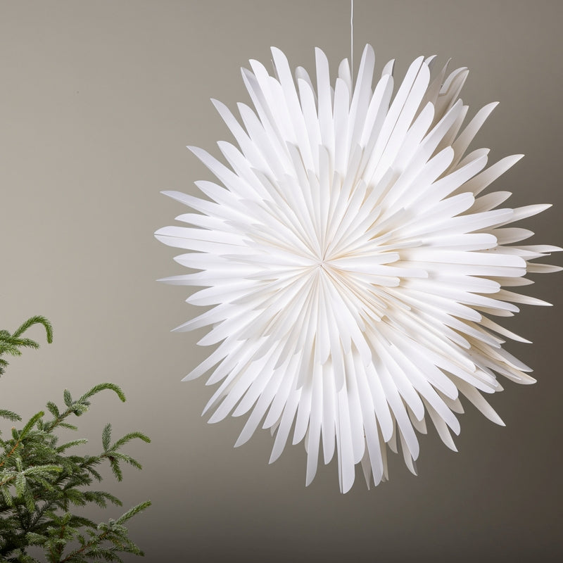 Produktbillede af Topaz Stjerneformet loftlampe i hvidt papir fem størrelser 100 cm. på tilbud i høj kvalitet