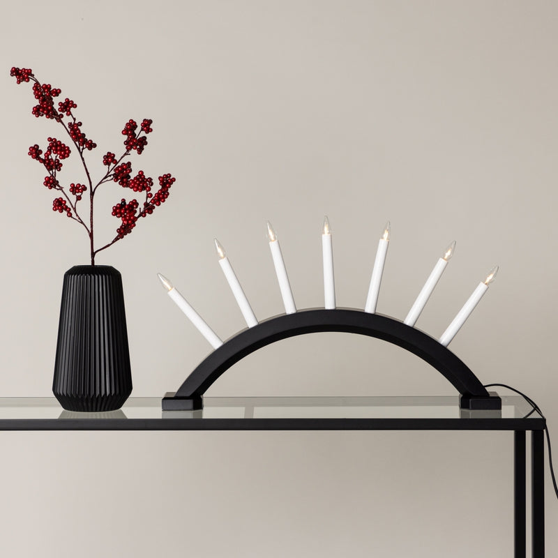 Produktbillede af Rialto Bordlampe i sort træ med 7 Led-pærer på tilbud i høj kvalitet