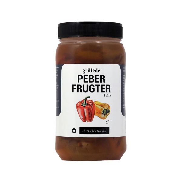 Produktbillede af Grillede Peberfrugter i Olie Feldthusen 1,1kg på tilbud i premium kvalitet