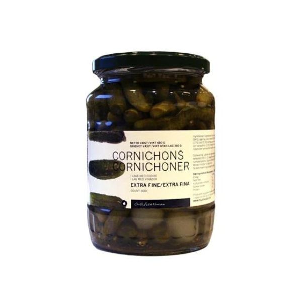 Produktbillede af Cornichoner Ekstra Fin 300+ Gl 680 G på tilbud i brug