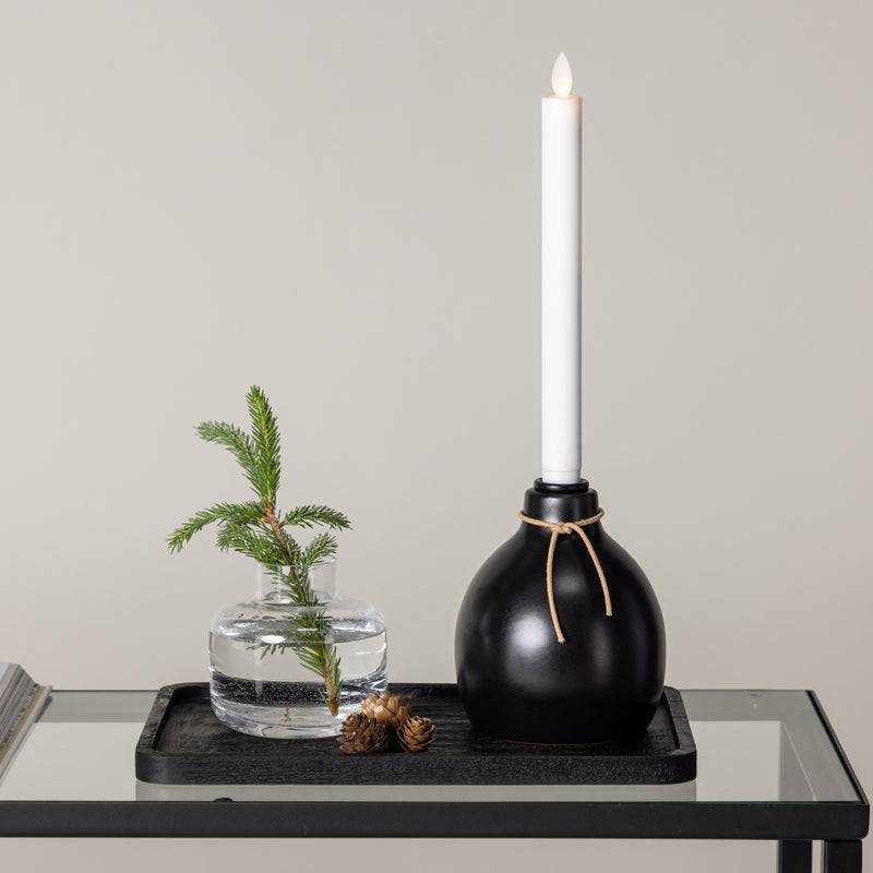 Produktbillede af Luzz Lysestage i sort plast med LED lys 12 x 32 cm. på tilbud i høj kvalitet