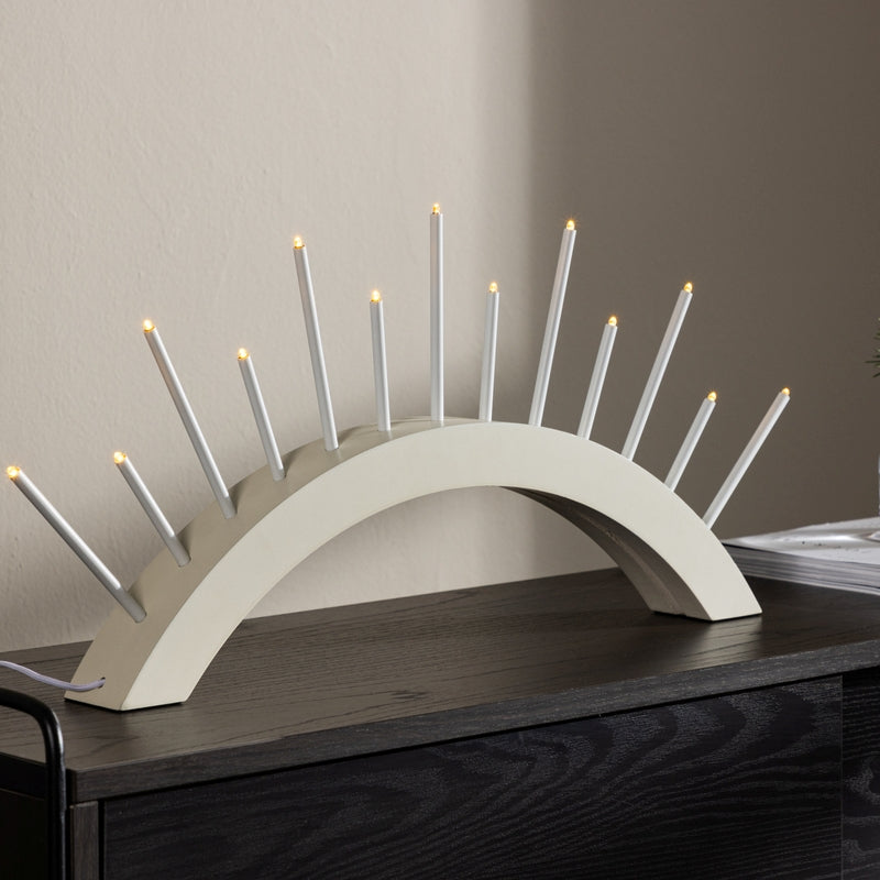 Produktbillede af Cerro- Bordlampe i beige MDF med 13 LED lys på tilbud i høj kvalitet