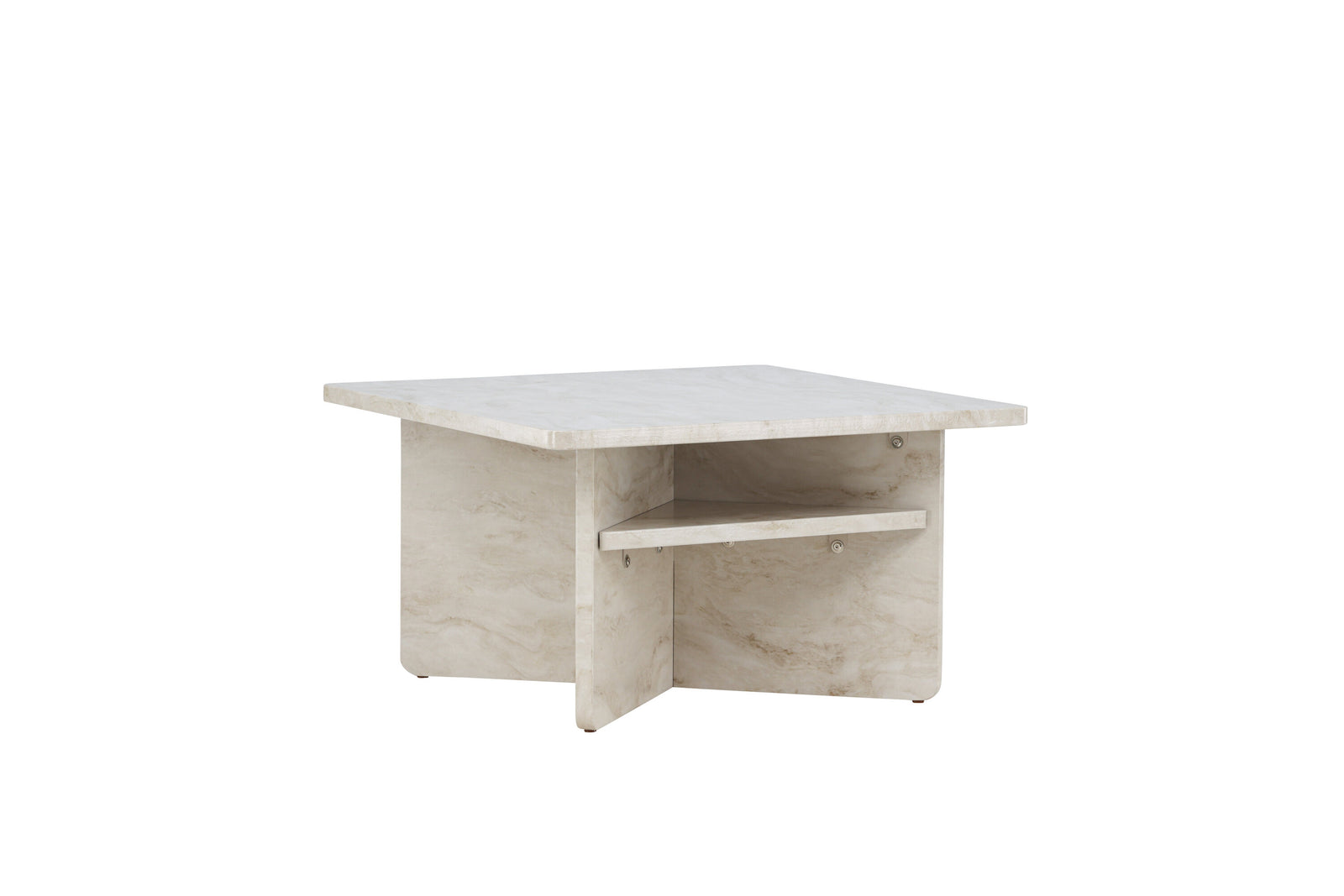 Produktbillede af VENTURE DESIGN Ålesund sofabord m. hylde kvadratisk beige marmor look MDF 75x75 i premium kvalitet