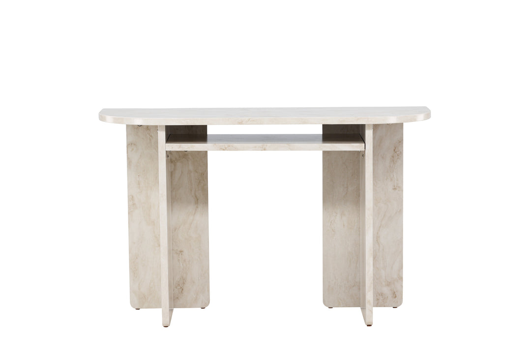 VENTURE DESIGN Ålesund konsolbord m. 1 hylde beige marmor look MDF 120x40