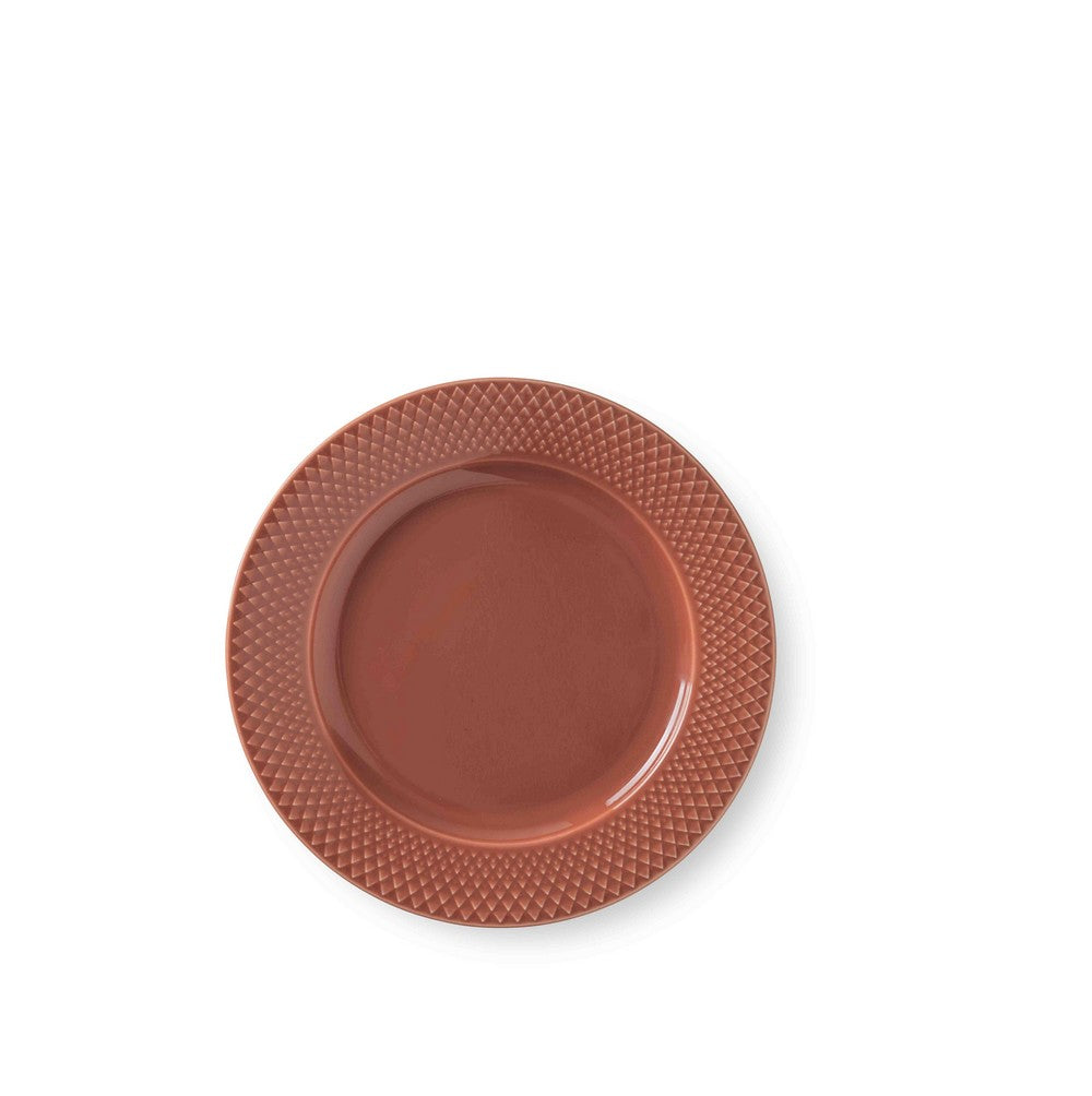 Produktbillede af Lyngby Porcelæn Rhombe Frokosttallerken 23 cm terracotta i premium kvalitet