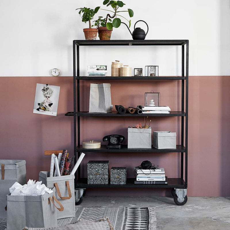 HouDoctor - Reol m. 4 hjul L130 x H175 cm, Sort ❤ Stort online udvalg i HouDoctor ❤ Billig fragt og hurtig levering 2 - 5 hverdage ❤ Varenummer: BGH-41104125788311 / Ean: &