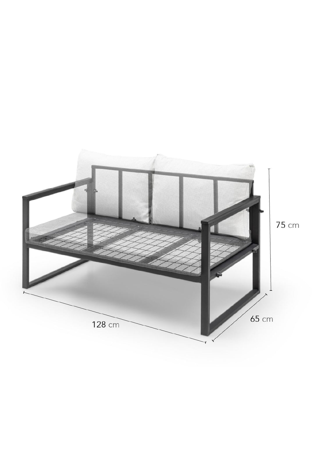 NORDVÄRK MTLKNP001 haveloungesæt m. 2 stole 1 sofa 1 bord antracitgrå stof og sort metal
