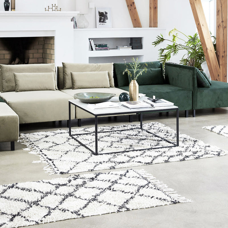 HouDoctor - Gulvtæppe, Kuba, Hvid/Sort, 200 x 140 cm ❤ Stort online udvalg i HouDoctor ❤ Billig fragt og hurtig levering 2 - 5 hverdage ❤ Varenummer: BGH-39559667646615 / Ean: &