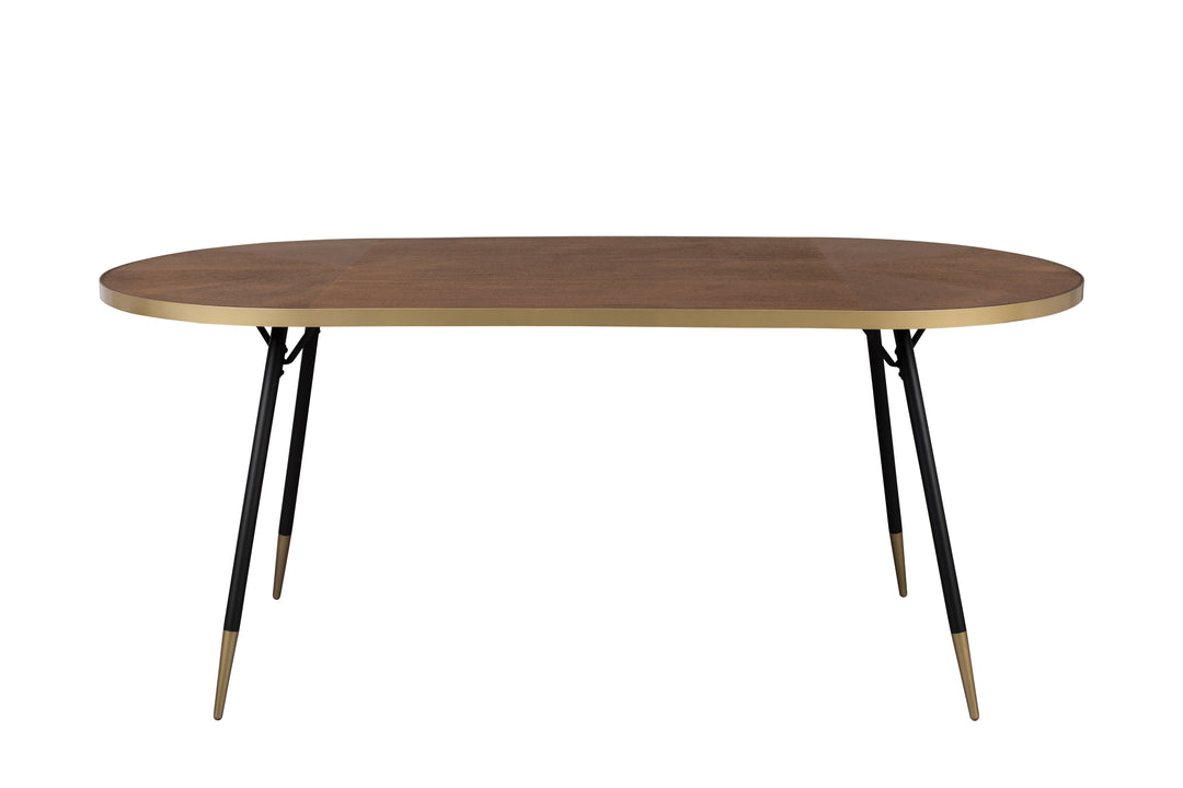 WHITE LABEL LIVING Denise spisebord oval brun askefinér og sort metal 180x90