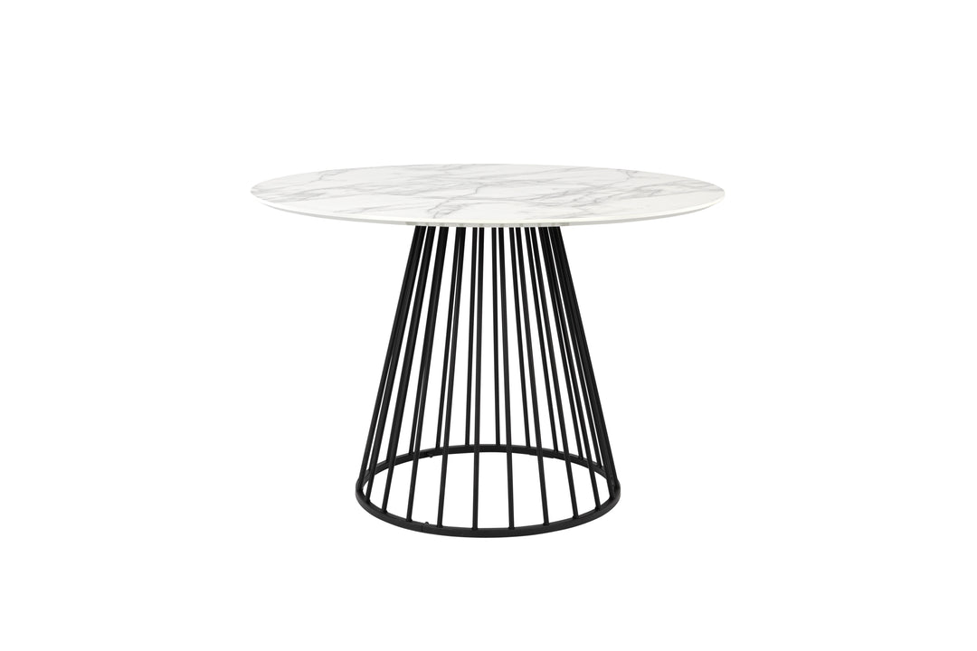 WHITE LABEL LIVING Floris spisebord rund marmorpapir og sort metal Ø110