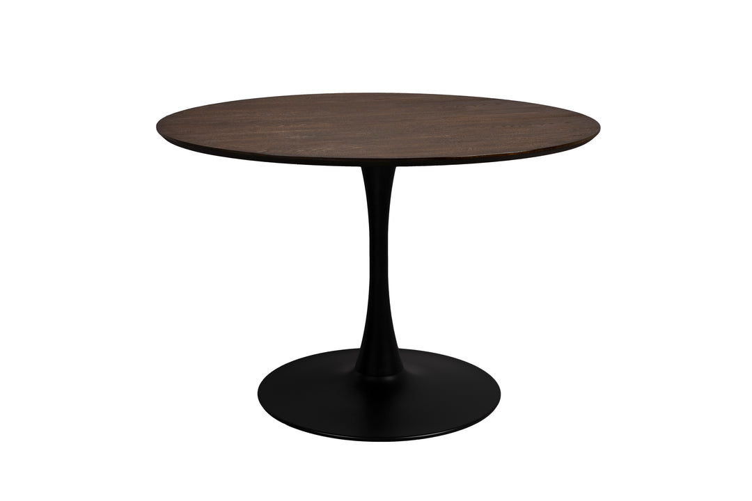 WHITE LABEL LIVING Raku spisebord rund brun teakfinér og sort metal Ø110