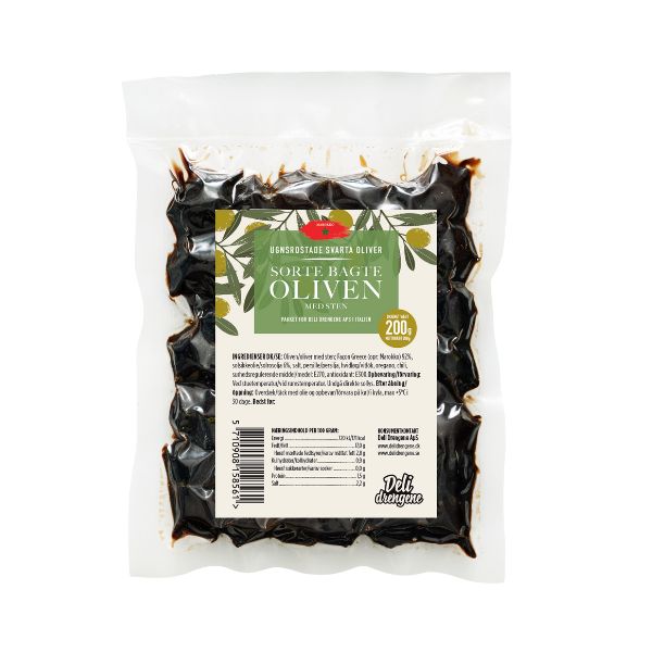 Produktbillede af Sorte Bagte Oliven 200g på tilbud – premium kvalitet og detaljer