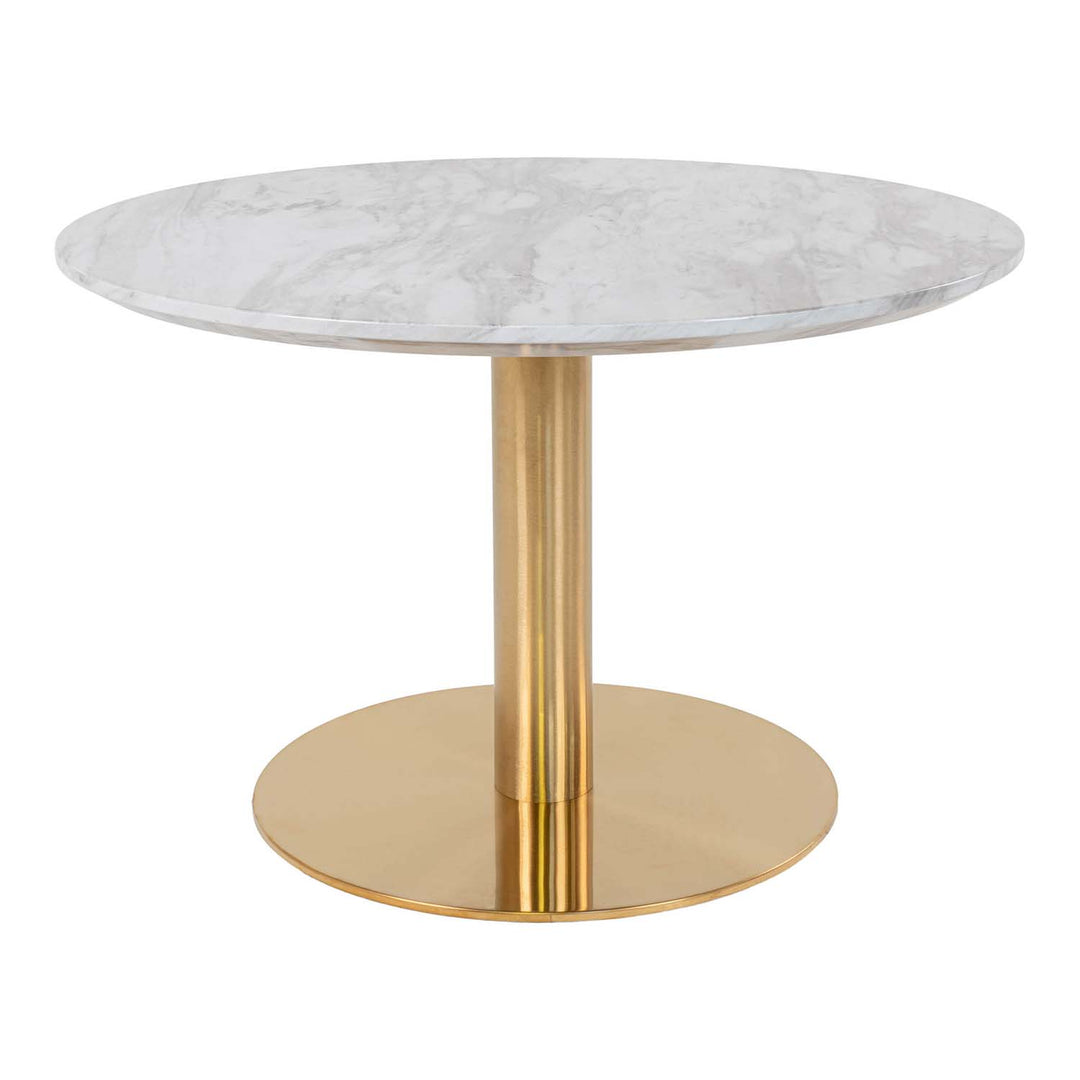 HOUSE NORDIC Bolzano sofabord MDF med marmor look og messing stål Ø70