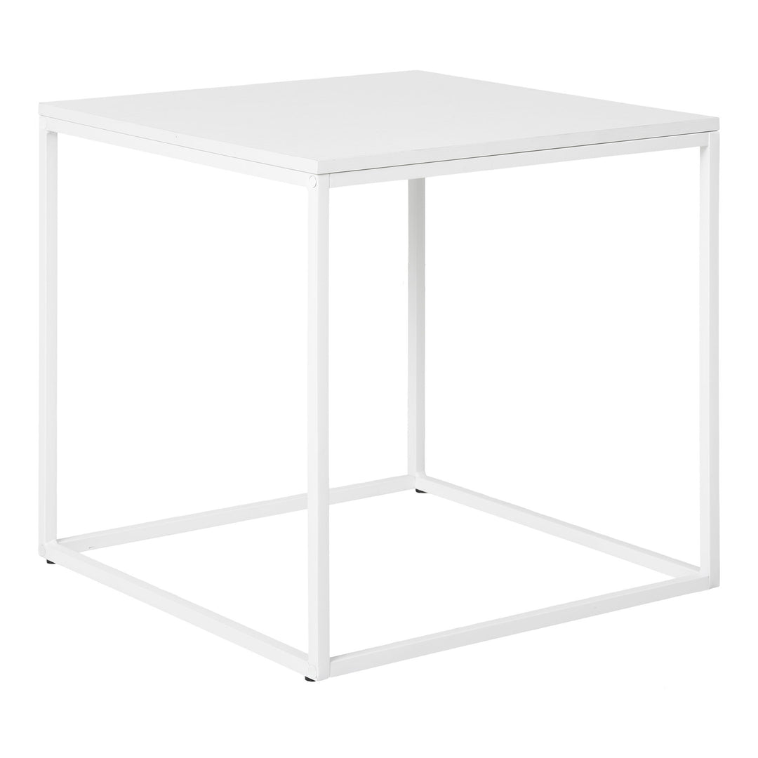 HOUSE NORDIC Vita hjørnebord kvadratisk hvid melaminfolie og hvid stål 45x45