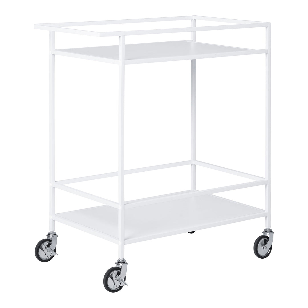 HOUSE NORDIC Vita barvogn m. 2 hylder og hjul hvid melaminfolie og hvid stål 68x40