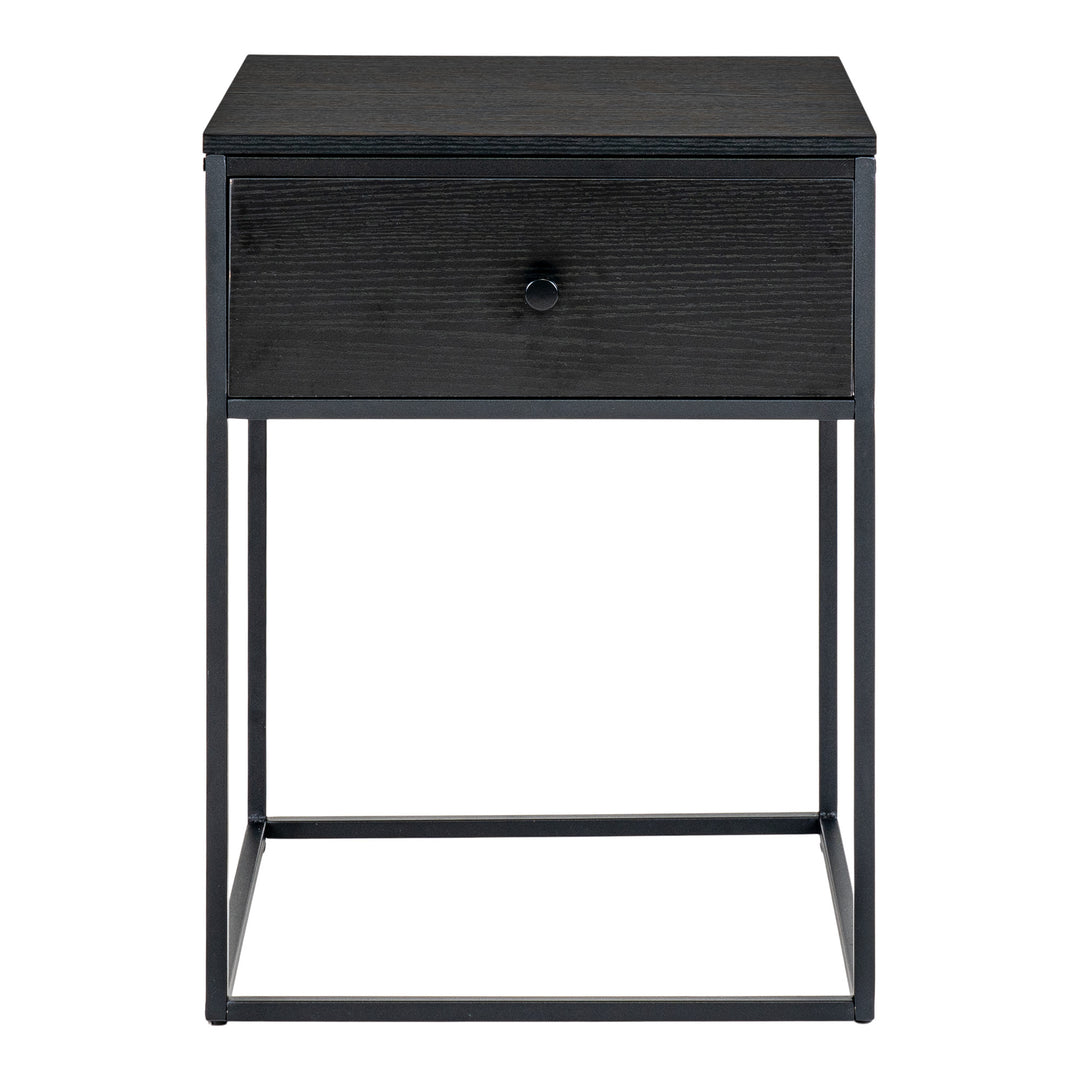 HOUSE NORDIC Vita sengebord m. 1 skuffe sort MDF og sort stål 40x40