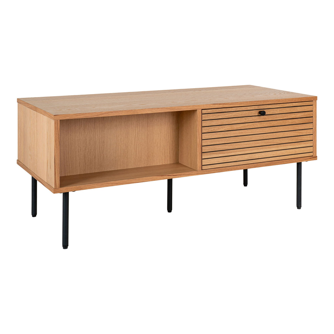 HOUSE NORDIC  Sofabord egefiner sorte metalben 2 skuffer 50x100x45 cm