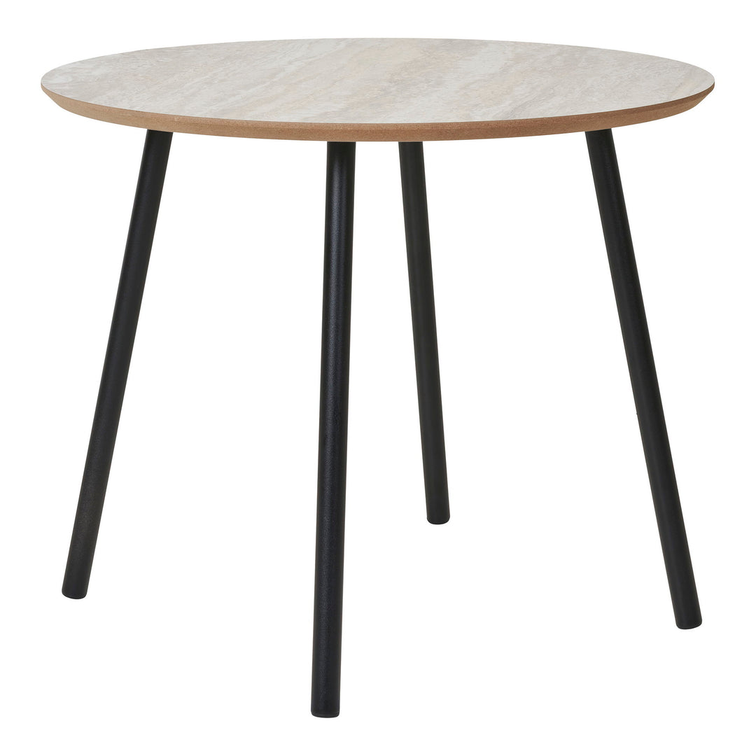 HOUSE NORDIC Aalst sofabord rund beige MDF med travertin look og sort stål Ø55