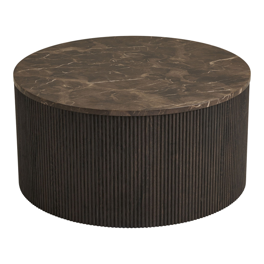 Produktbillede af HOUSE NORDIC  Rota sofabord rund mørkebrun decorpapir med marmor look Ø80 i premium kvalitet