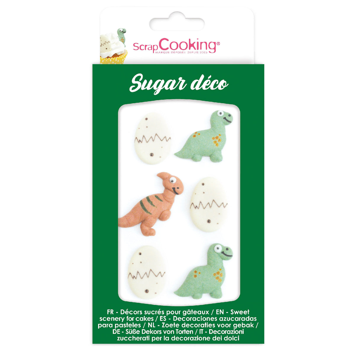 ScrapCooking Dino kagedekorationer, sæt med 6 dinosaurfigurer til kager og cupcakes