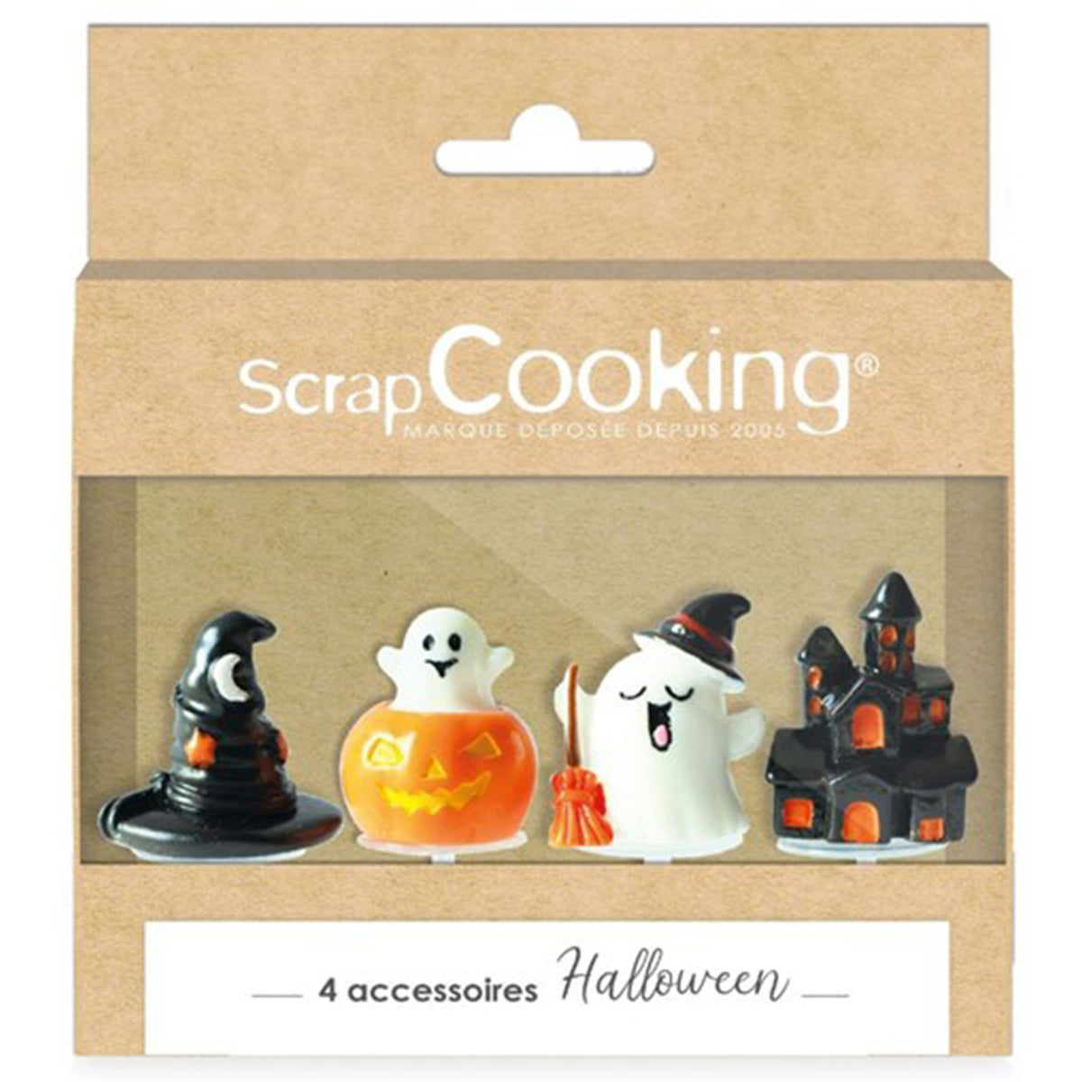 ScrapCooking Halloween-kagedekorationer med troldmandshat, spøgelse, hjemsøgt hus og græskar