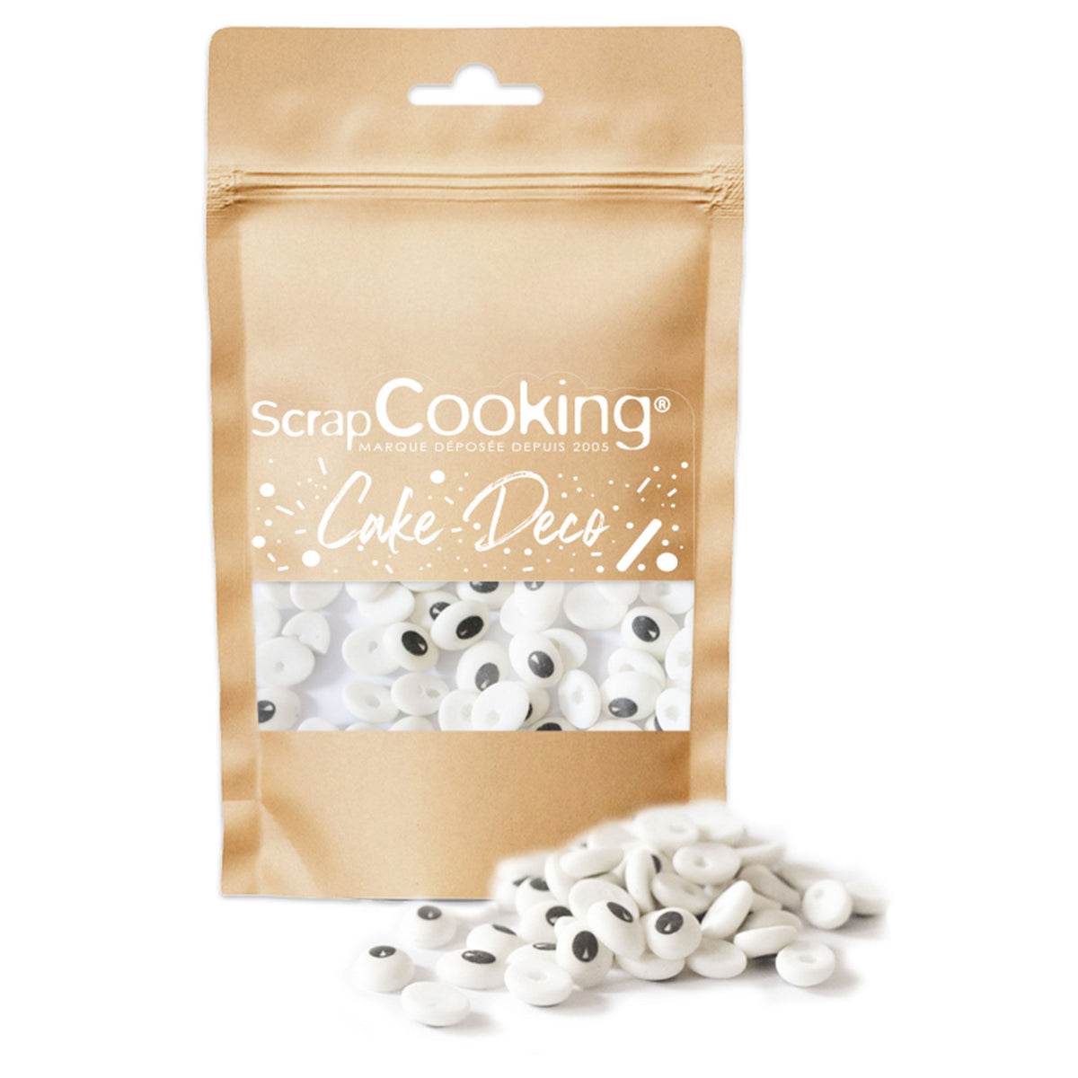 Krymmel formet som øjne i hvid og sort fra ScrapCooking, 40 g
